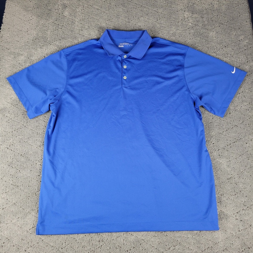 Nike Golf Polo Shirt Mens 2XL Blue Dri Fit Tour Performance Short Sleeve